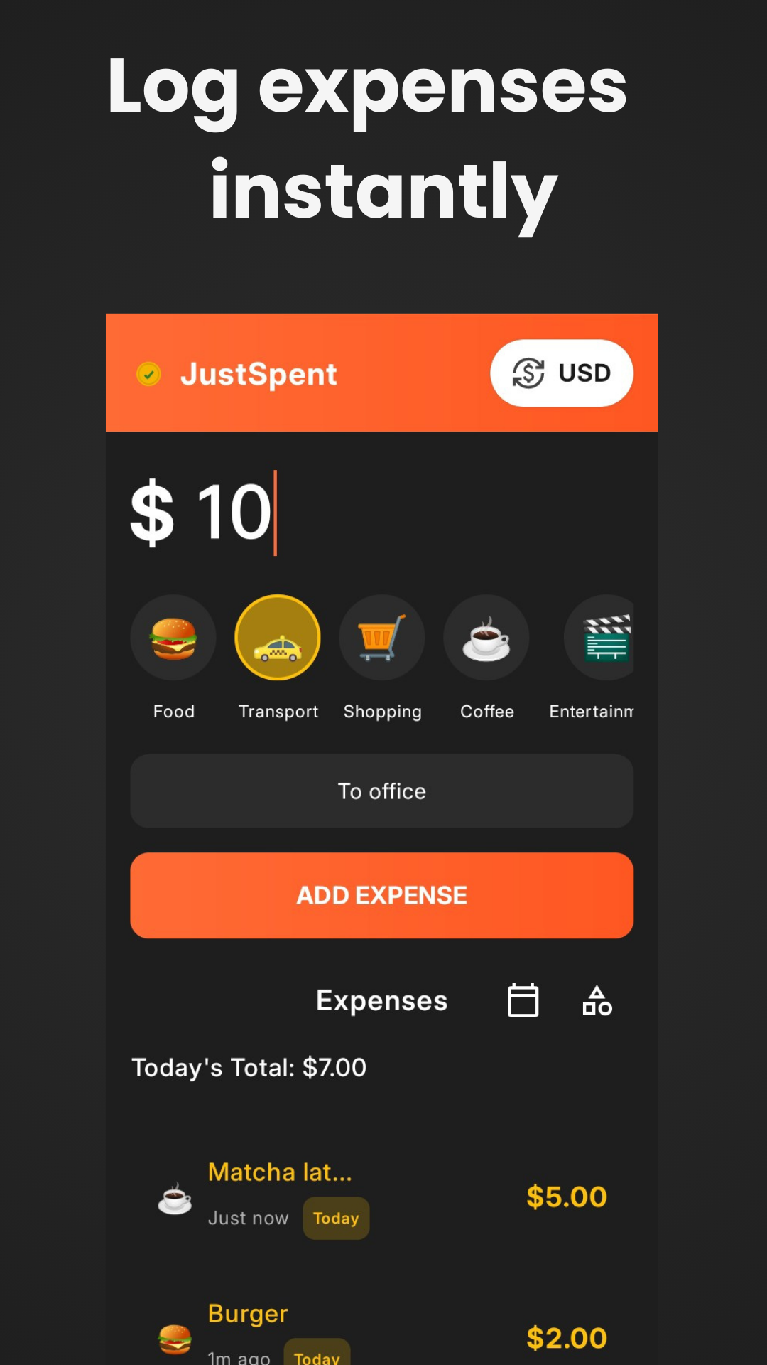 JustSpent app - No account required