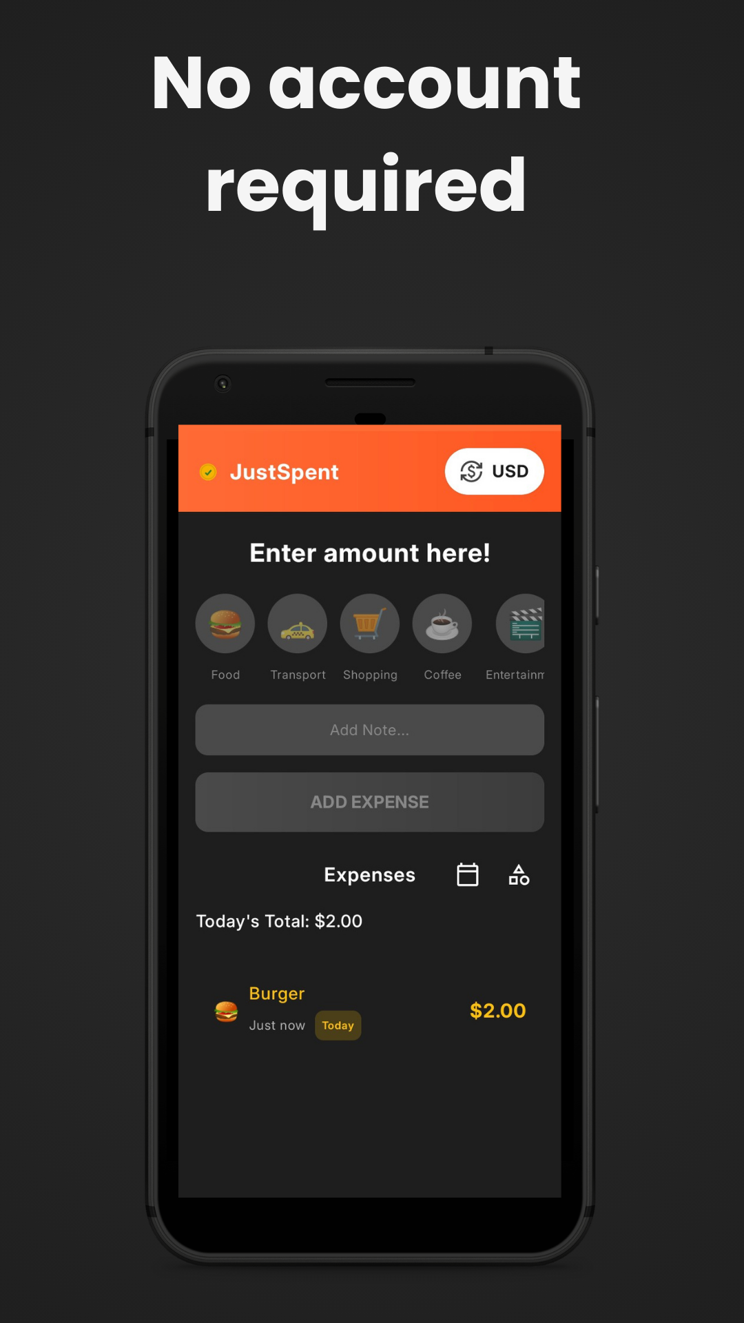JustSpent app - Simple visual categories