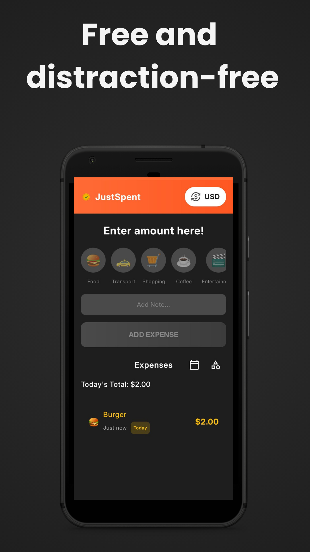 JustSpent app - See today's spending instantly