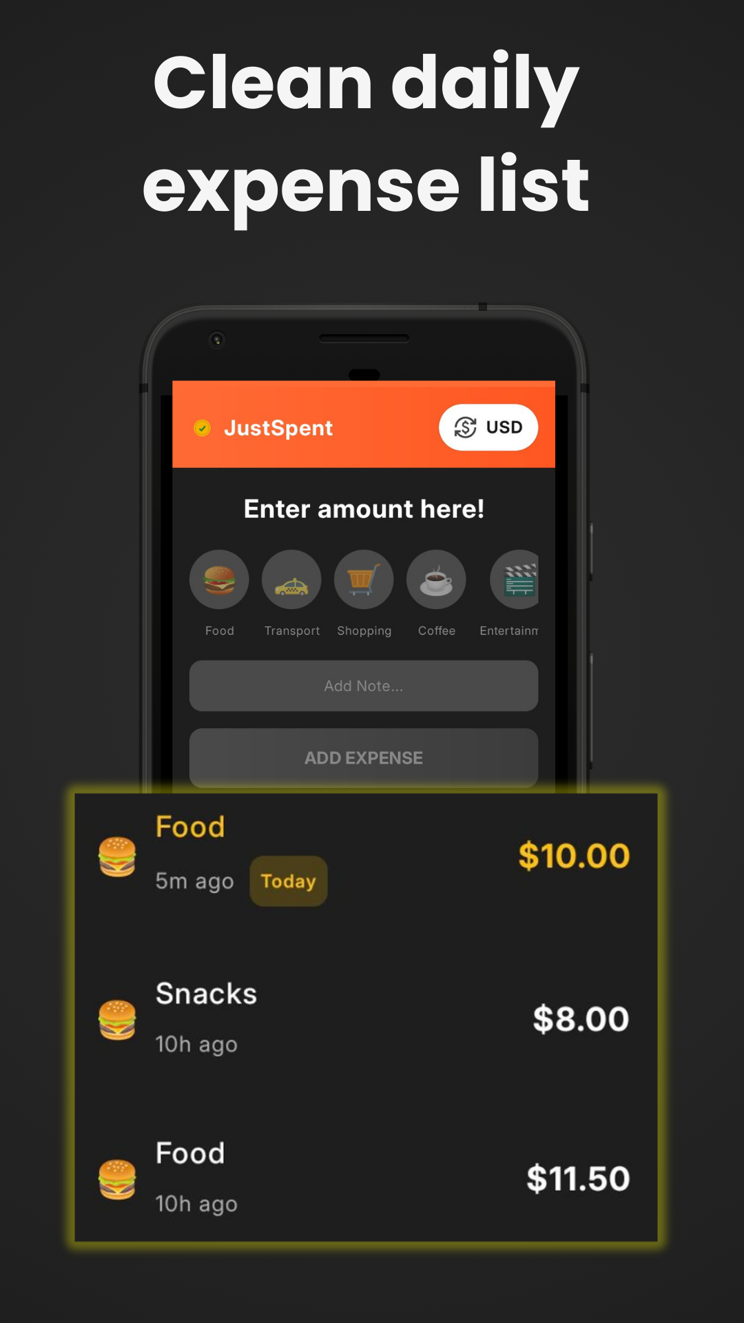 JustSpent app - Built for everyday use