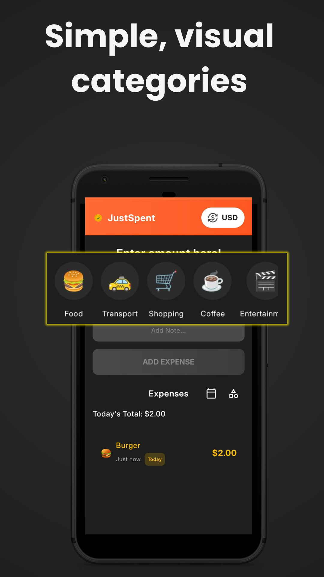 JustSpent app - Log expenses instantly